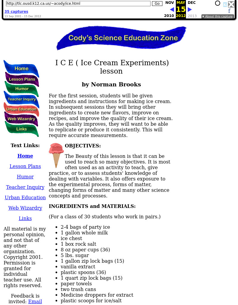 I C E ( Ice Cream Experiments) Lesson Lesson Plan I C E ( Ice Cream Experiments) Lesson Lesson Plan