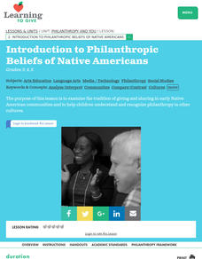 Philanthropy and Native Americans Lesson Plan Philanthropy and Native Americans Lesson Plan