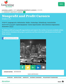 Nonprofit and Profit Careers Lesson Plan Nonprofit and Profit Careers Lesson Plan