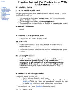 Drawing One and Two Playing Cards With Replacement Lesson Plan Drawing One and Two Playing Cards With Replacement Lesson Plan