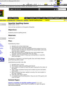 Sparkle Spelling Game Lesson Plan Sparkle Spelling Game Lesson Plan