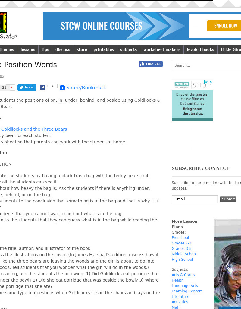 Bears: Position Words Lesson Plan Bears: Position Words Lesson Plan