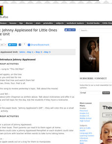 Johnny Appleseed Theme Unit: Day 2 Lesson Plan Johnny Appleseed Theme Unit: Day 2 Lesson Plan