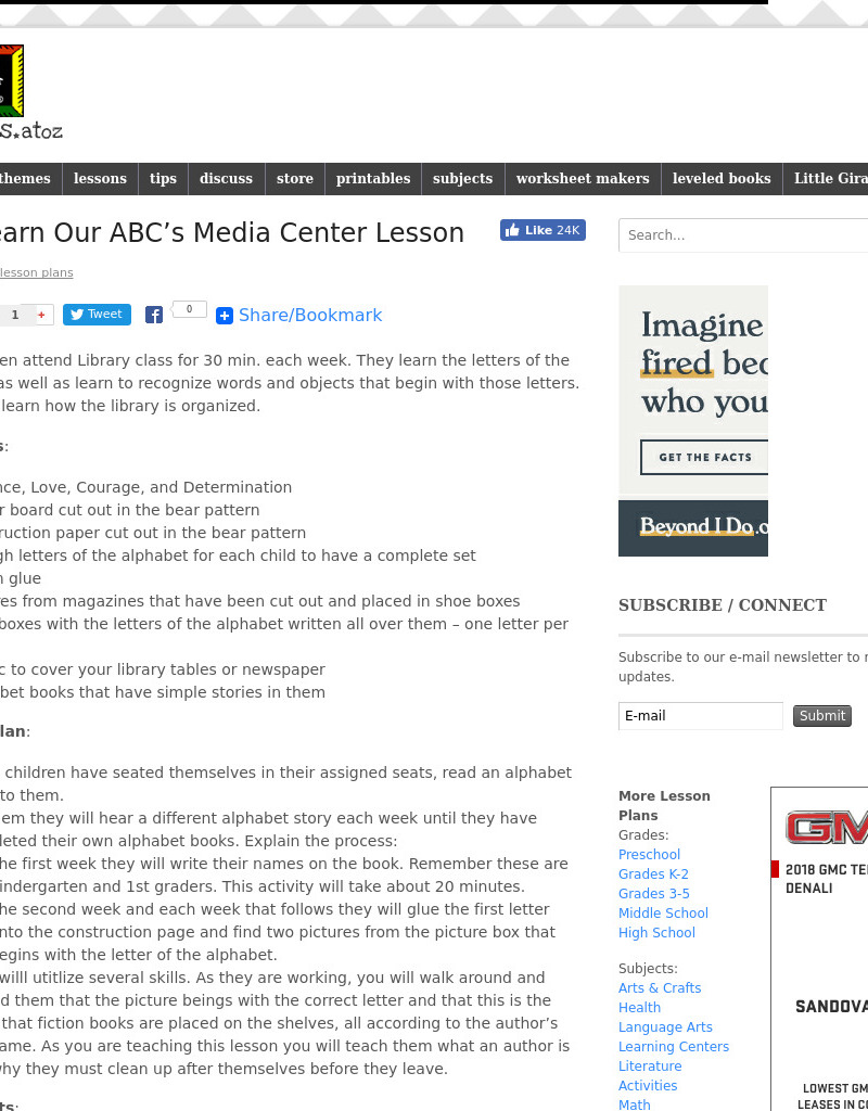 We Learn Our ABC's Lesson Plan We Learn Our ABC's Lesson Plan