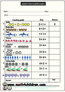 Addition Exercises Worksheet Addition Exercises Worksheet