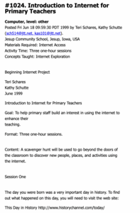 Introduction to Internet for Primary Teachers Lesson Plan Introduction to Internet for Primary Teachers Lesson Plan