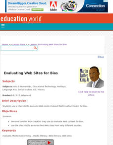 Evaluating Web Sites for Bias Lesson Plan Evaluating Web Sites for Bias Lesson Plan