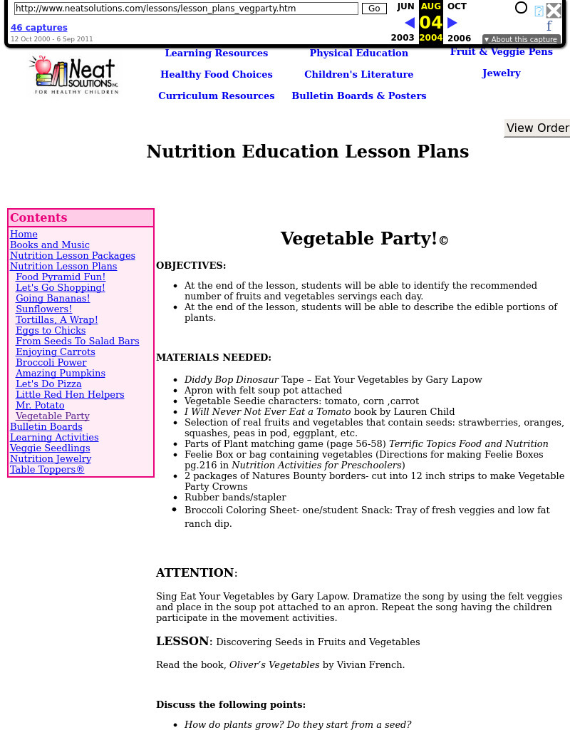 Vegetable Party Lesson Plan Vegetable Party Lesson Plan