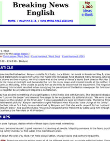 Kenya's First Lady Runs Amok Worksheet Kenya's First Lady Runs Amok Worksheet