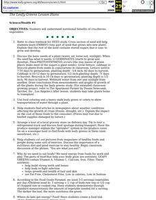 Science/Health #1 Lesson Plan Science/Health #1 Lesson Plan
