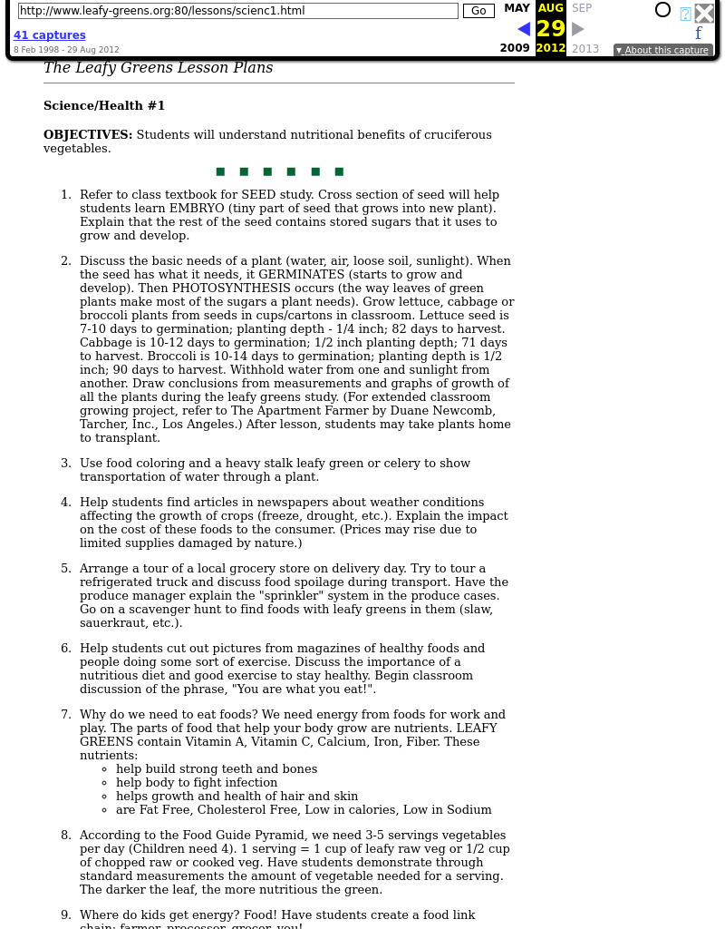 Science/Health #1 Lesson Plan Science/Health #1 Lesson Plan