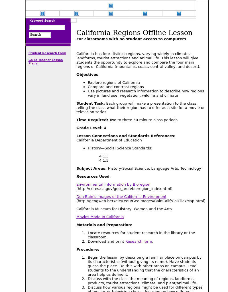 California Regions Lesson Plan California Regions Lesson Plan