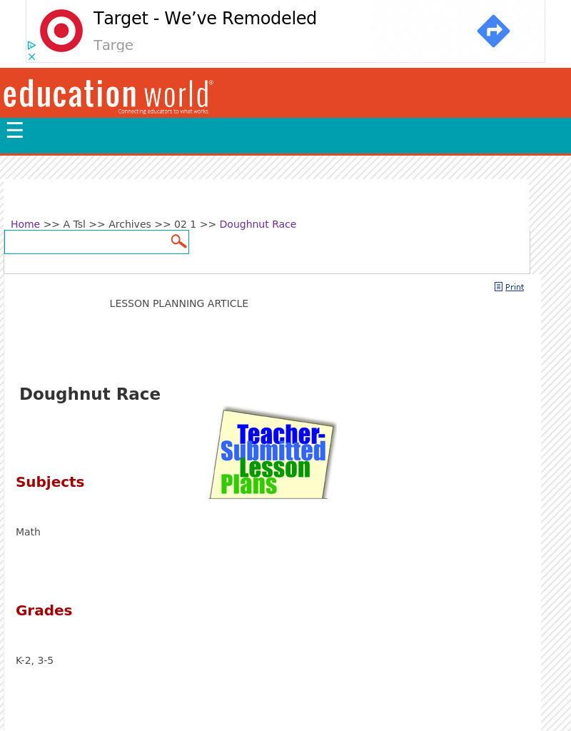 Doughnut Race Lesson Plan Doughnut Race Lesson Plan