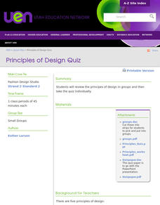 Principles of Design Quiz Lesson Plan Principles of Design Quiz Lesson Plan