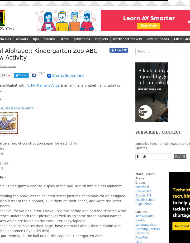 Animal Alphabet: Kindergarten Zoo Lesson Plan Animal Alphabet: Kindergarten Zoo Lesson Plan