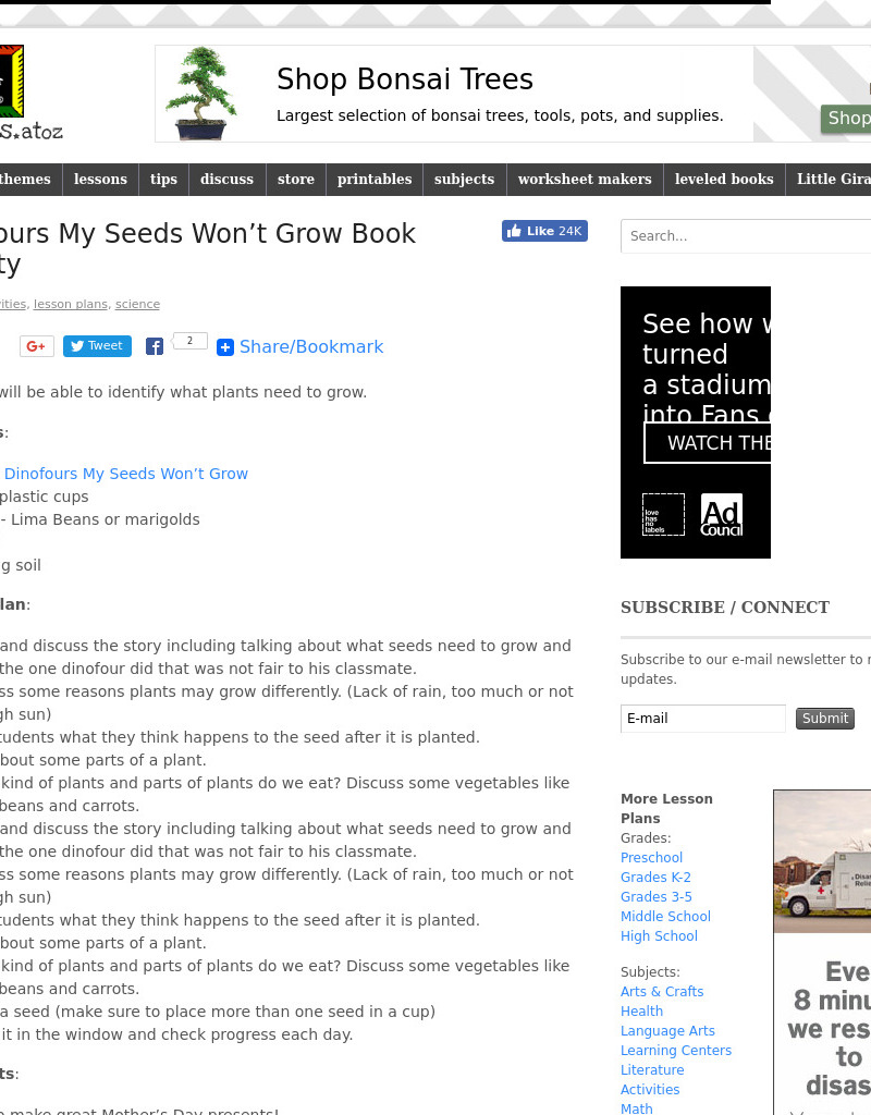 Dinofours My Seeds Won't Grow Lesson Plan Dinofours My Seeds Won't Grow Lesson Plan