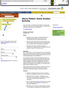 Harry Potter: Early Grades Activity Lesson Plan Harry Potter: Early Grades Activity Lesson Plan