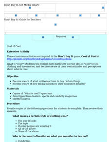 Cost Of Cool Lesson Plan Cost Of Cool Lesson Plan