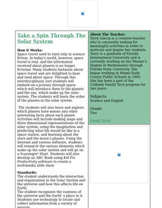 Take a Spin Through the Solar System Lesson Plan Take a Spin Through the Solar System Lesson Plan