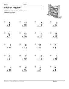 Addition Practice Worksheet for 2nd - 4th Grade | Lesson Planet