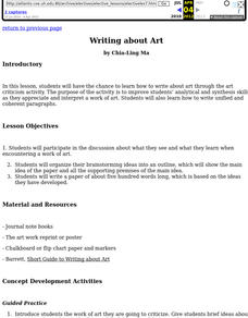 Writing About Art Lesson Plan Writing About Art Lesson Plan