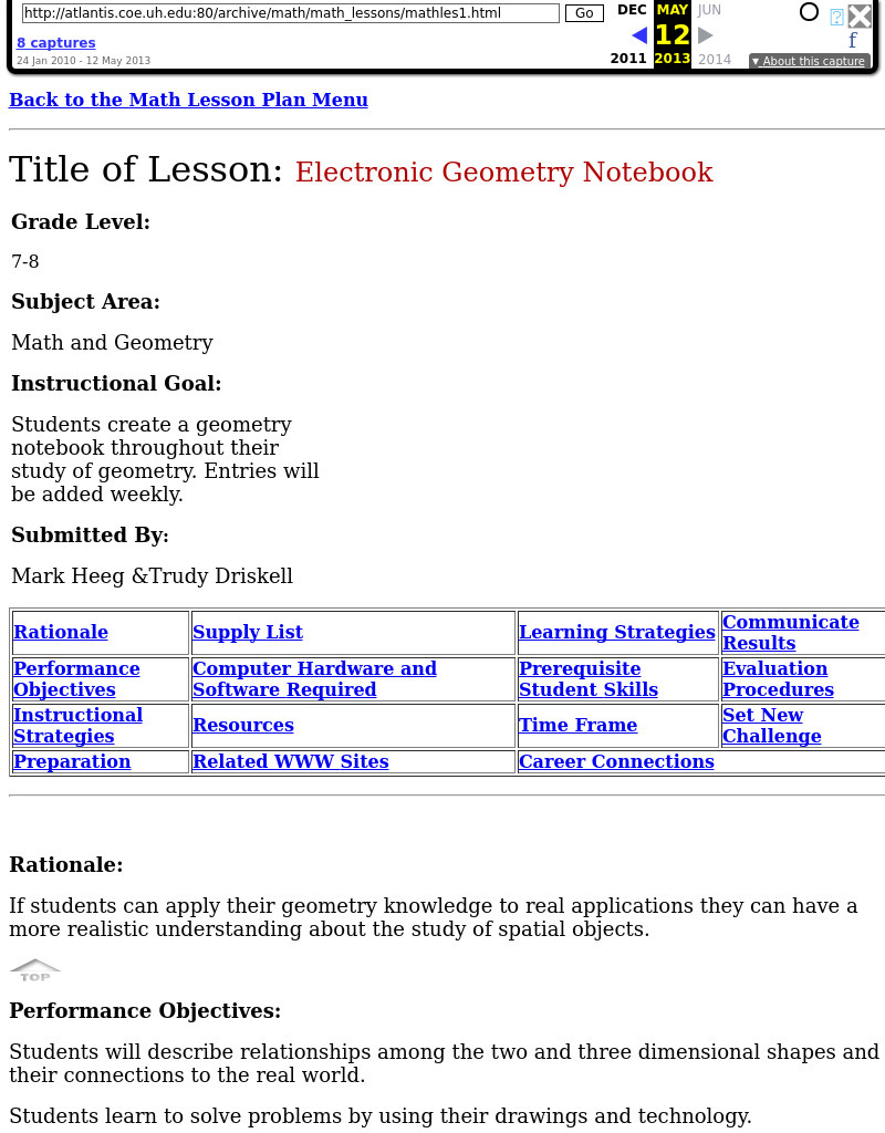 Electronic Geometry Notebook Lesson Plan Electronic Geometry Notebook Lesson Plan