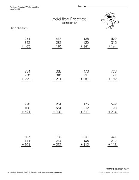Addition Practice Worksheet Addition Practice Worksheet