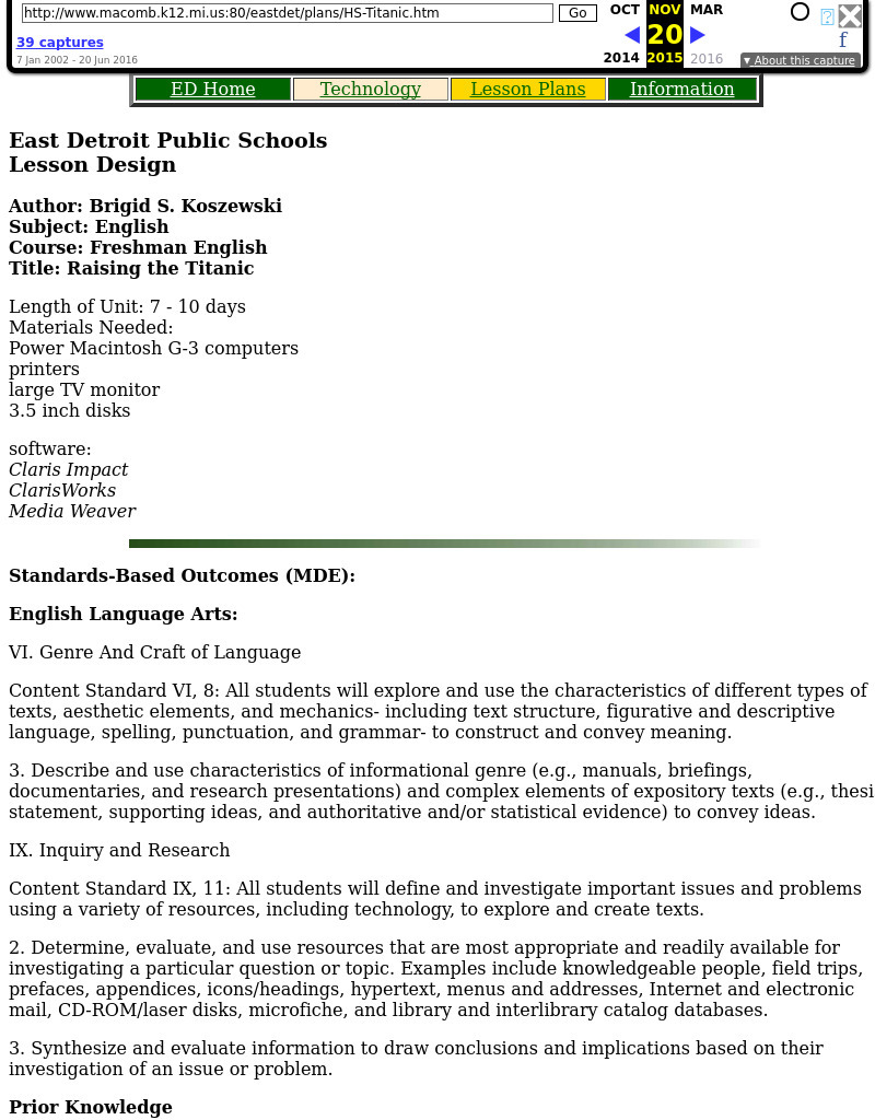 Raising the Titanic Lesson Plan Raising the Titanic Lesson Plan