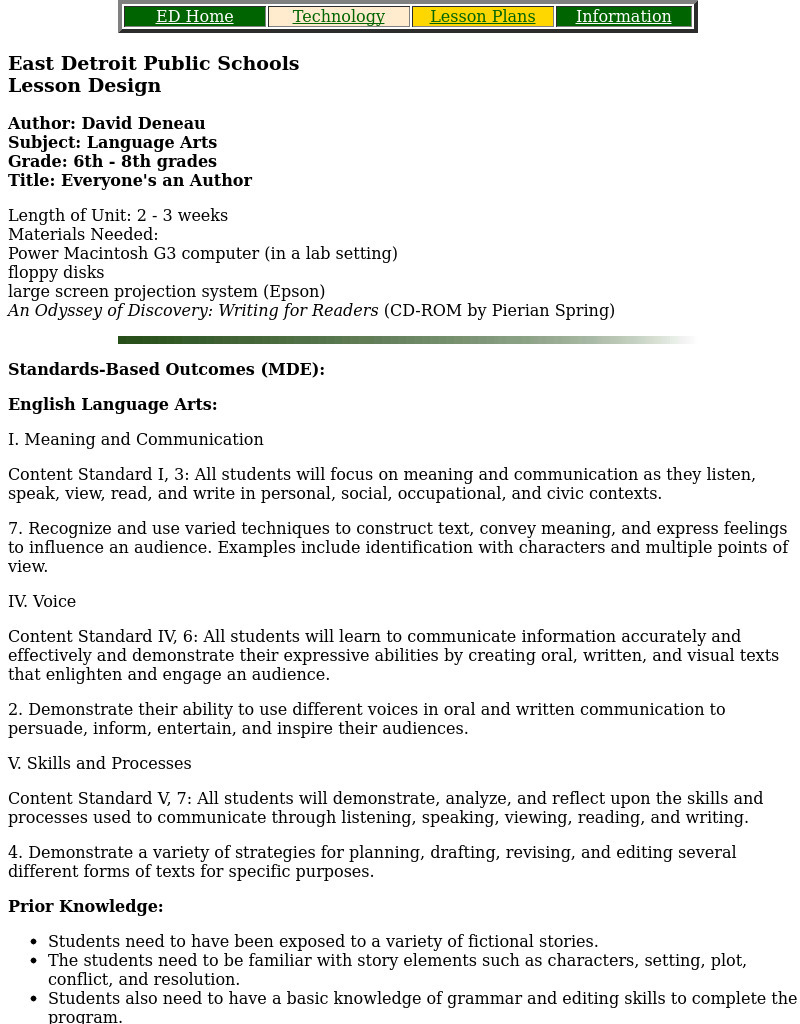 Everyone's an Author Lesson Plan Everyone's an Author Lesson Plan