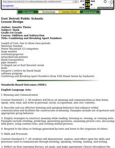 Combining and Breaking Apart Numbers Lesson Plan Combining and Breaking Apart Numbers Lesson Plan