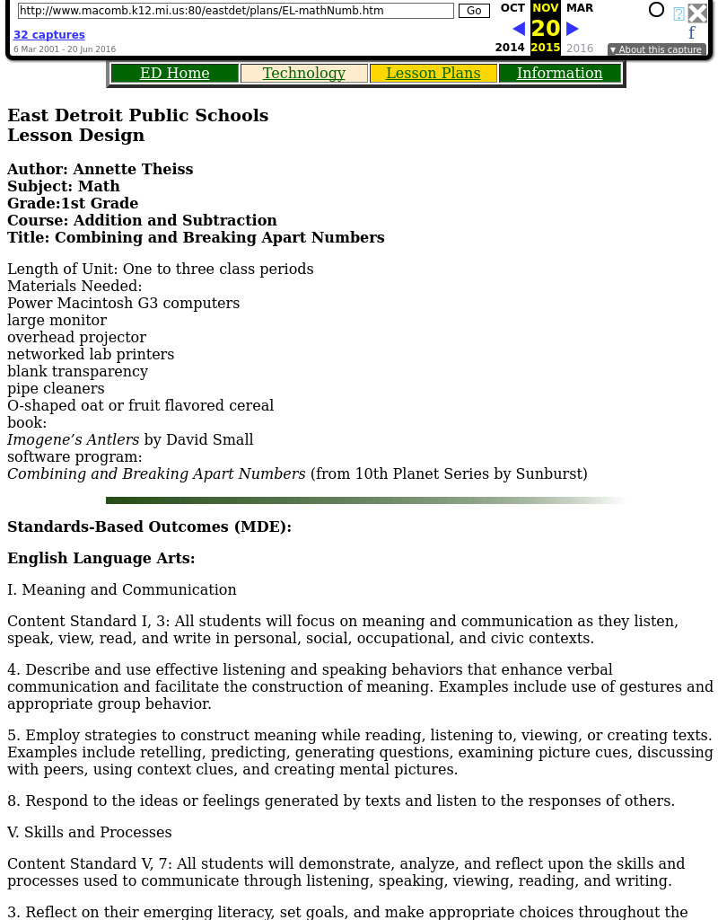 Combining and Breaking Apart Numbers Lesson Plan Combining and Breaking Apart Numbers Lesson Plan
