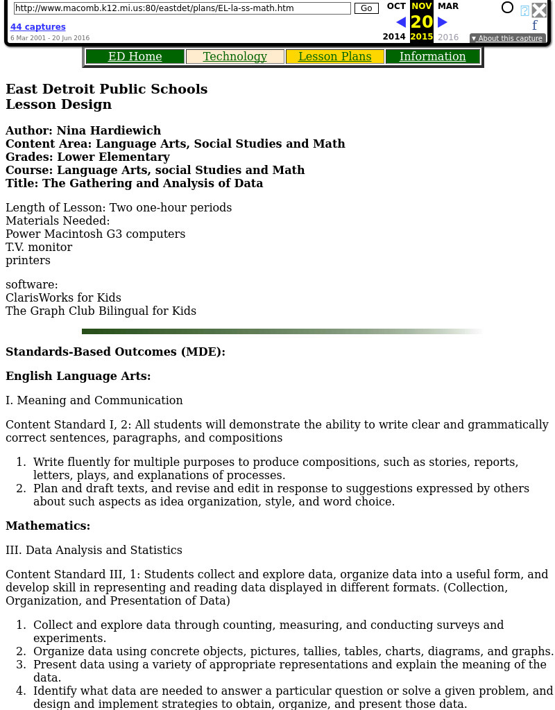 The Gathering and Analysis of Data Lesson Plan The Gathering and Analysis of Data Lesson Plan