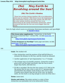 May The Earth Be Revolving Around The Sun? Lesson Plan May The Earth Be Revolving Around The Sun? Lesson Plan