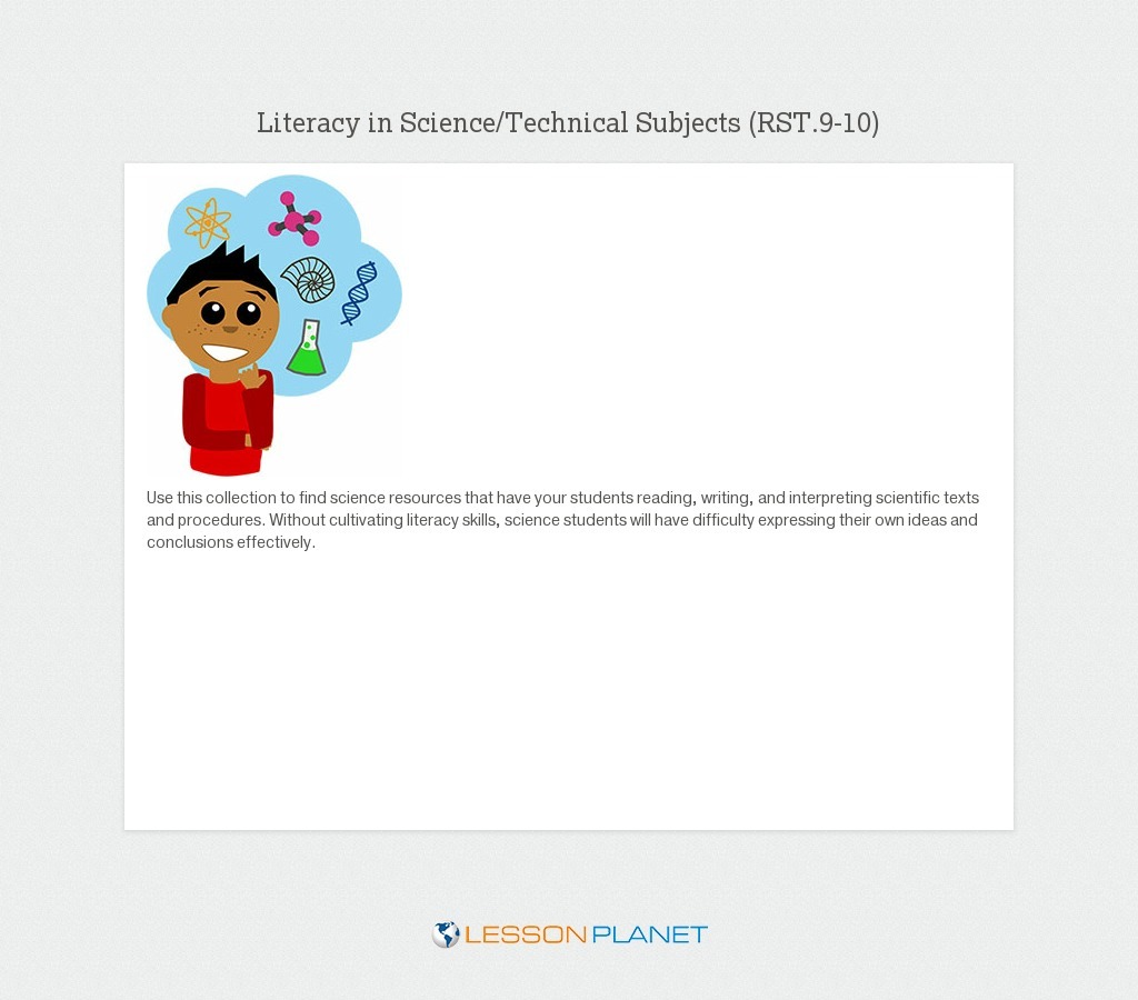 Literacy in Science/Technical Subjects: 9-10th Grade ELA Common Core Literacy in Science/Technical Subjects: 9-10th Grade ELA Common Core