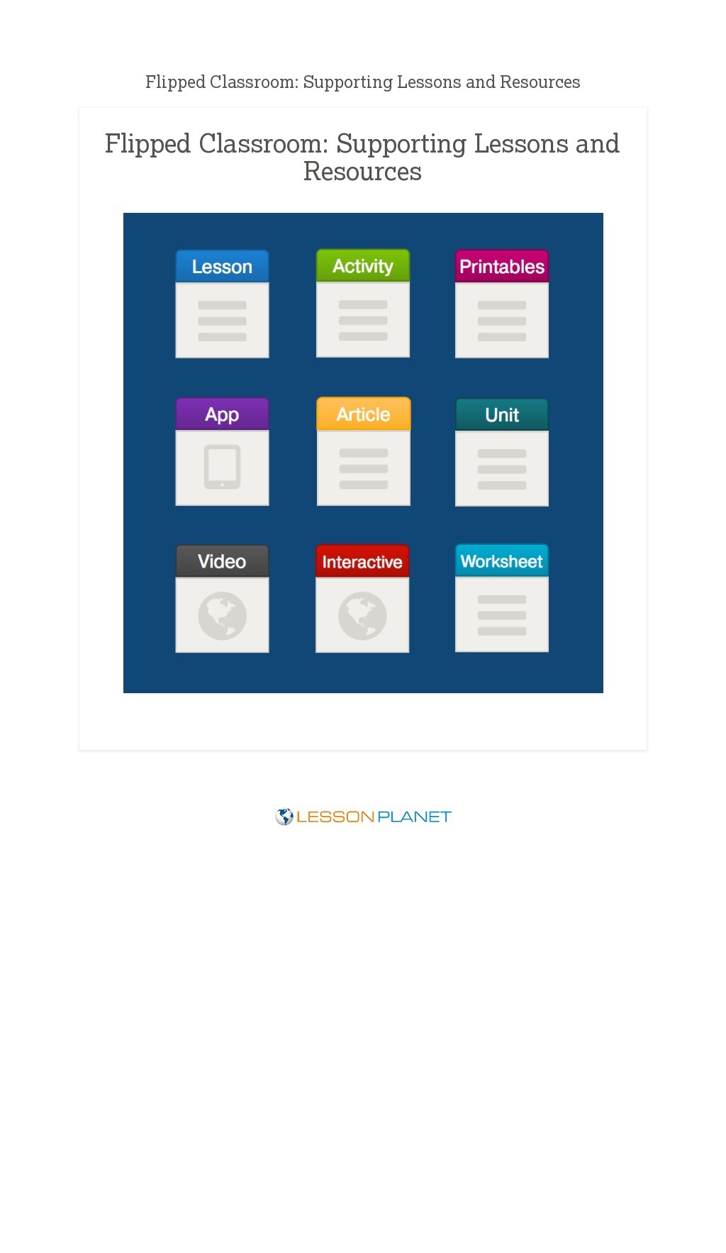 Flipped Classroom: Supporting Lessons and Resources Flipped Classroom: Supporting Lessons and Resources
