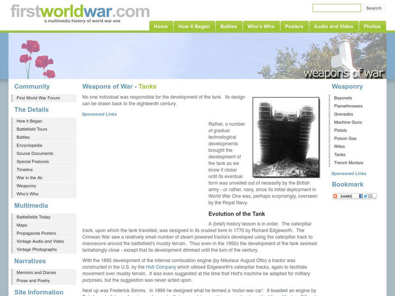 First World war.com: Weapons of War: Military Tanks Article
