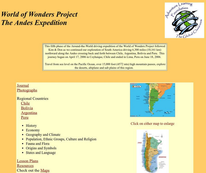 Adventure Learning Foundation: The Andes Expedition Website Adventure Learning Foundation: The Andes Expedition Website