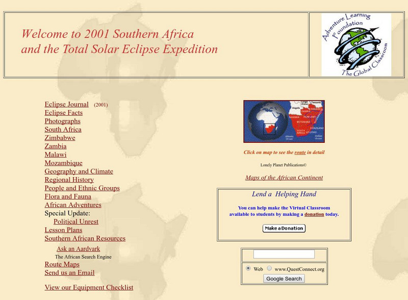 Adventure Learning Foundation: Southern Africa Website Adventure Learning Foundation: Southern Africa Website