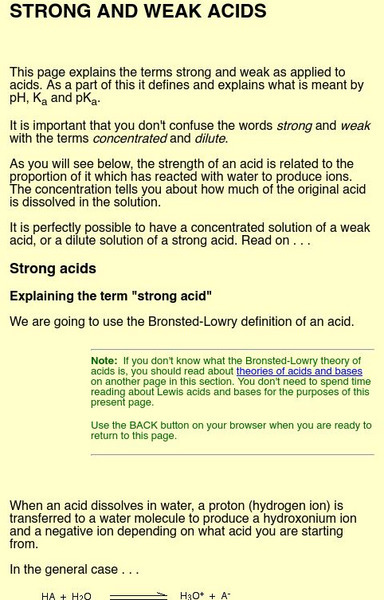 Chem Guide: Strong and Weak Acids Handout