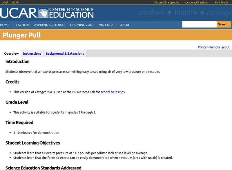 Ucar: Plunger Pull Lesson Plan Ucar: Plunger Pull Lesson Plan