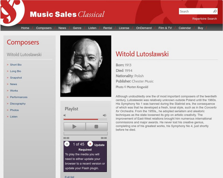 Witold Lutoslawski, Composer Website Witold Lutoslawski, Composer Website