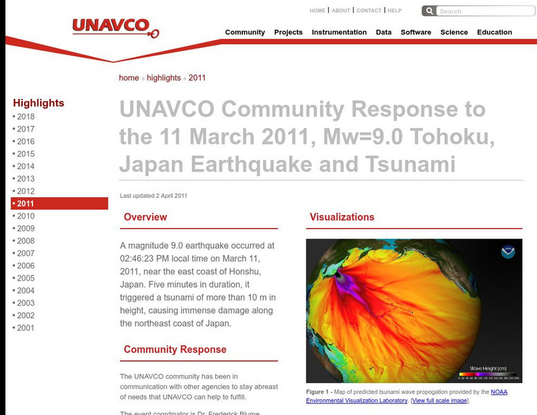 Unavco: Event Response to the Mw=9.0 Tohoku, Japan Earthquake and Tsunami Website Unavco: Event Response to the Mw=9.0 Tohoku, Japan Earthquake and Tsunami Website