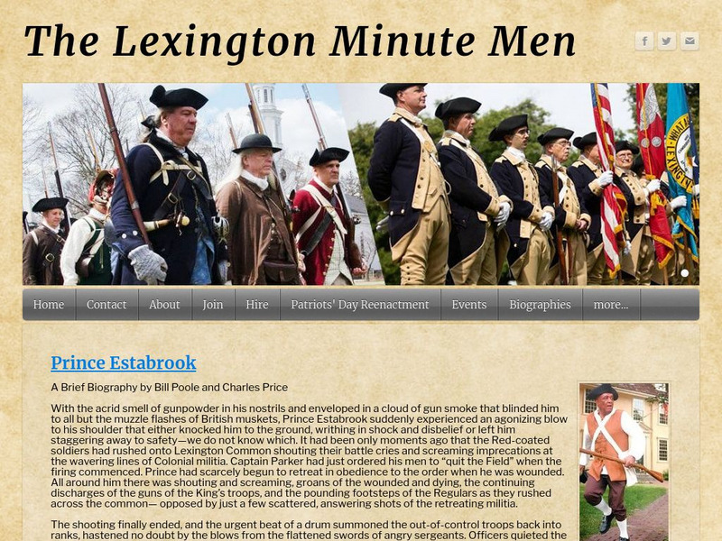 Lexington Minutemen: Prince Estabrook Article Lexington Minutemen: Prince Estabrook Article