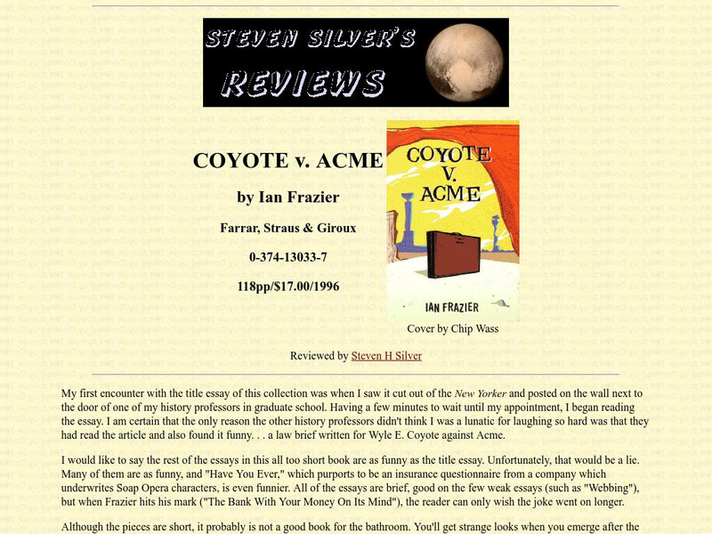 Ian Frazier: Coyote v. Acme Website Ian Frazier: Coyote v. Acme Website
