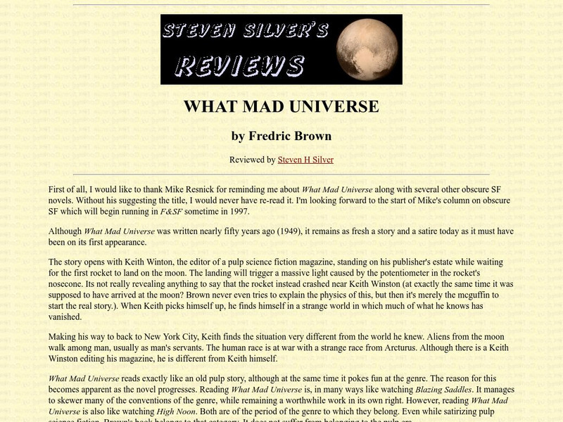 Fredric Brown: "What Mad Universe" Website Fredric Brown: "What Mad Universe" Website