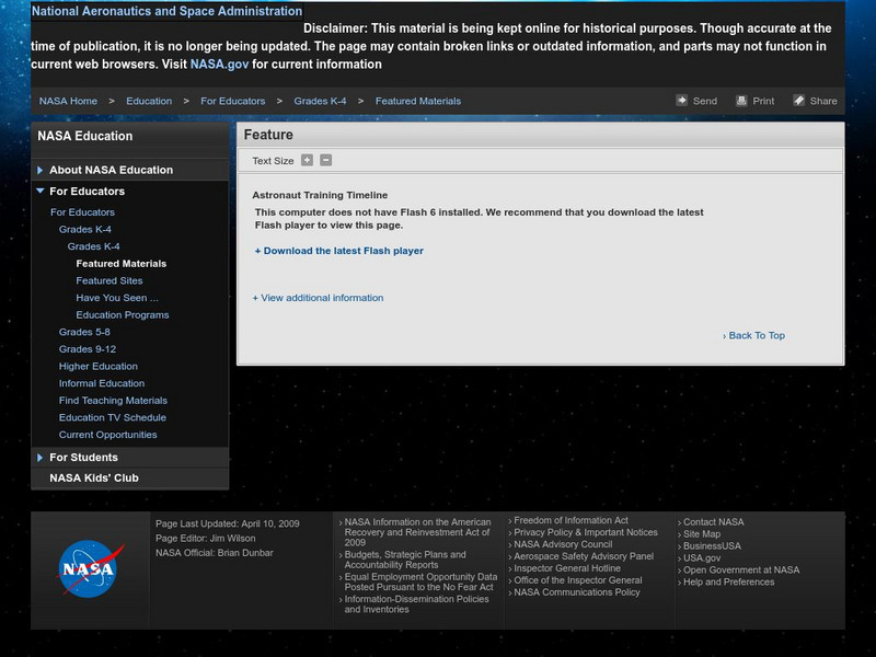 Nasa: Astronaut Training Timeline Website Nasa: Astronaut Training Timeline Website