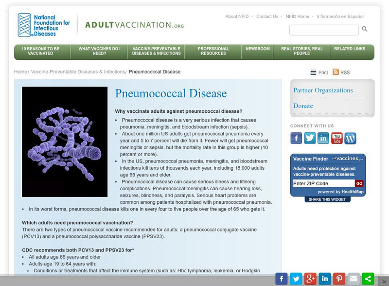 Factsheets: Facts About Pneumococcal Disease for Adults Website