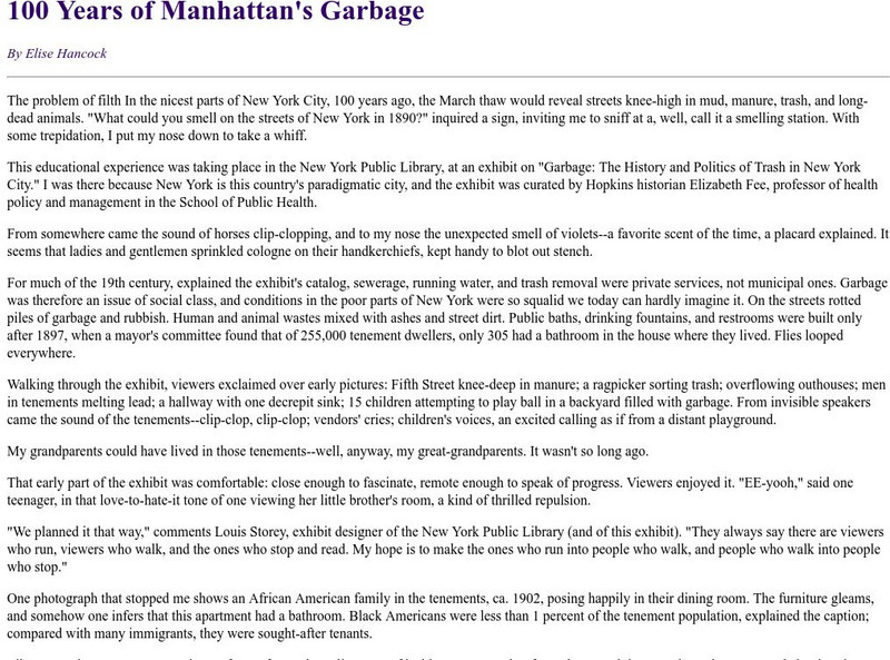 100 Years of Manhattan's Garbage Handout 100 Years of Manhattan's Garbage Handout