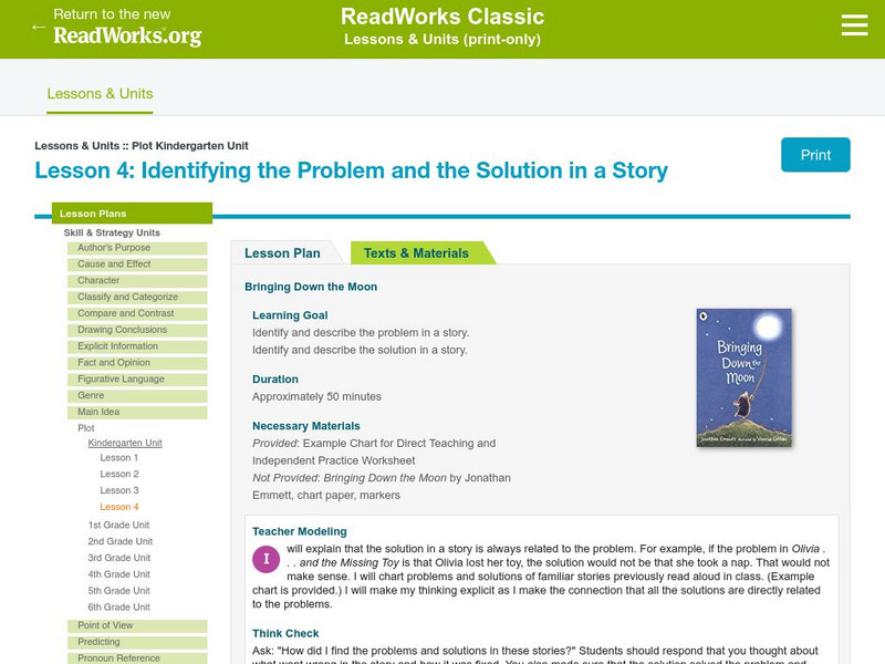 Readworks: Lesson 4: Kgt: Identifying the Problem and the Solution in a Story Lesson Plan Readworks: Lesson 4: Kgt: Identifying the Problem and the Solution in a Story Lesson Plan