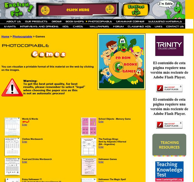 English & Fun: Photocopiables Games Website English & Fun: Photocopiables Games Website
